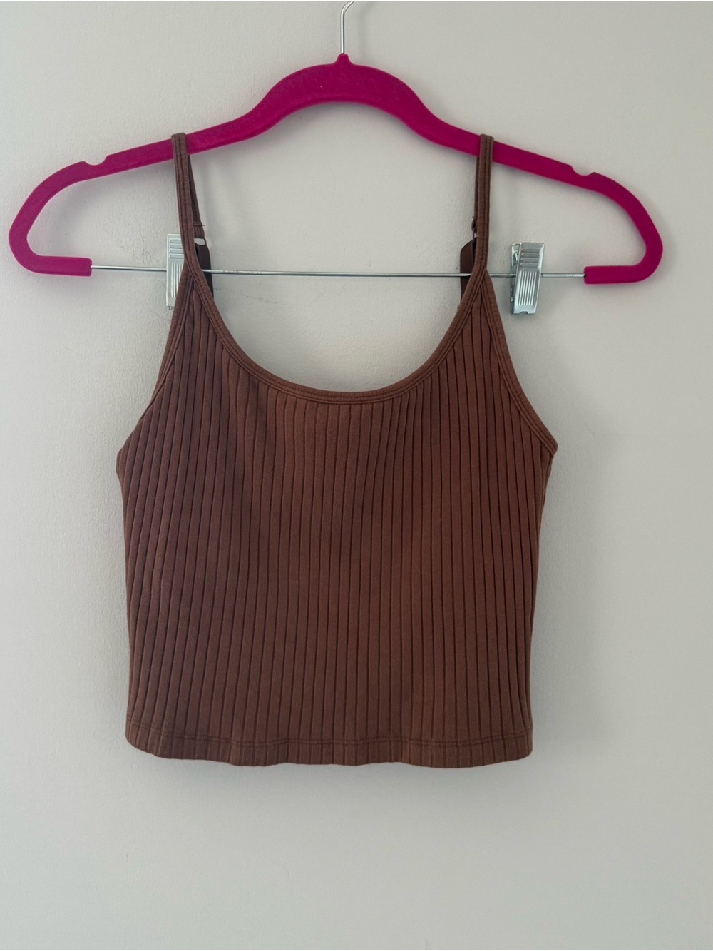 Old Navy Ribbed Spaghetti-Strap Crop Tank in Brown